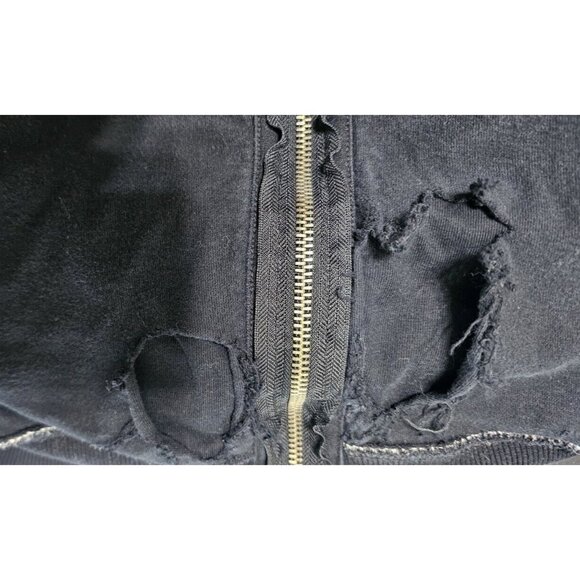 Rock & Republic Womens Medium Striped Black / Gray Full Zip Hooded Jacket Hoodie - Picture 10 of 14